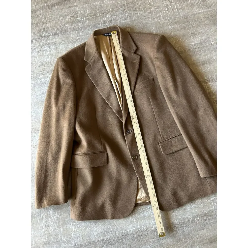 Cashmere Sport Coat Blazer Mens 42L Long Brown 2 Button Luxury Jacket